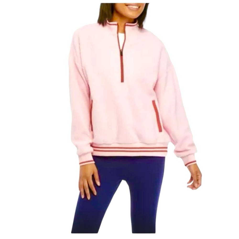 NWT Womens Zelos from Belk 1/4 zip Pink Sherpa‎ Pullover Top Sweater size Large